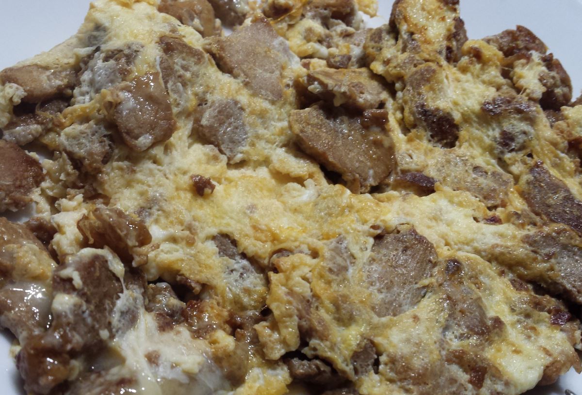 Mageres Wokfleisch mit Rührei